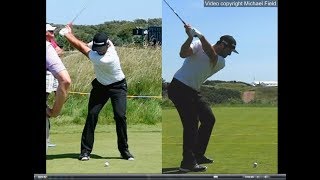 Jon Rahm golf swing  Long Iron faceon amp downtheline July 2017 [upl. by Eirrotal891]