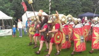 Roman Reenactment at the Amphitheatre in Caerleon Marching In [upl. by Atekram373]