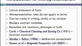 Misrepresentation Lecture 1 of 4 [upl. by Yran413]